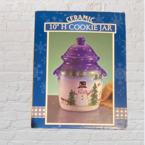 COOKIE JAR -- Snowman, Blue and White Christmas/Holiday Theme, New In The Box - Picture 11 of 11